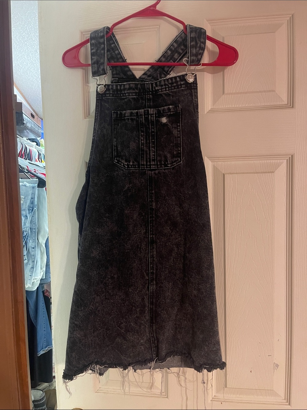 wild fable Black Washed Denim Overall Dress for Kids